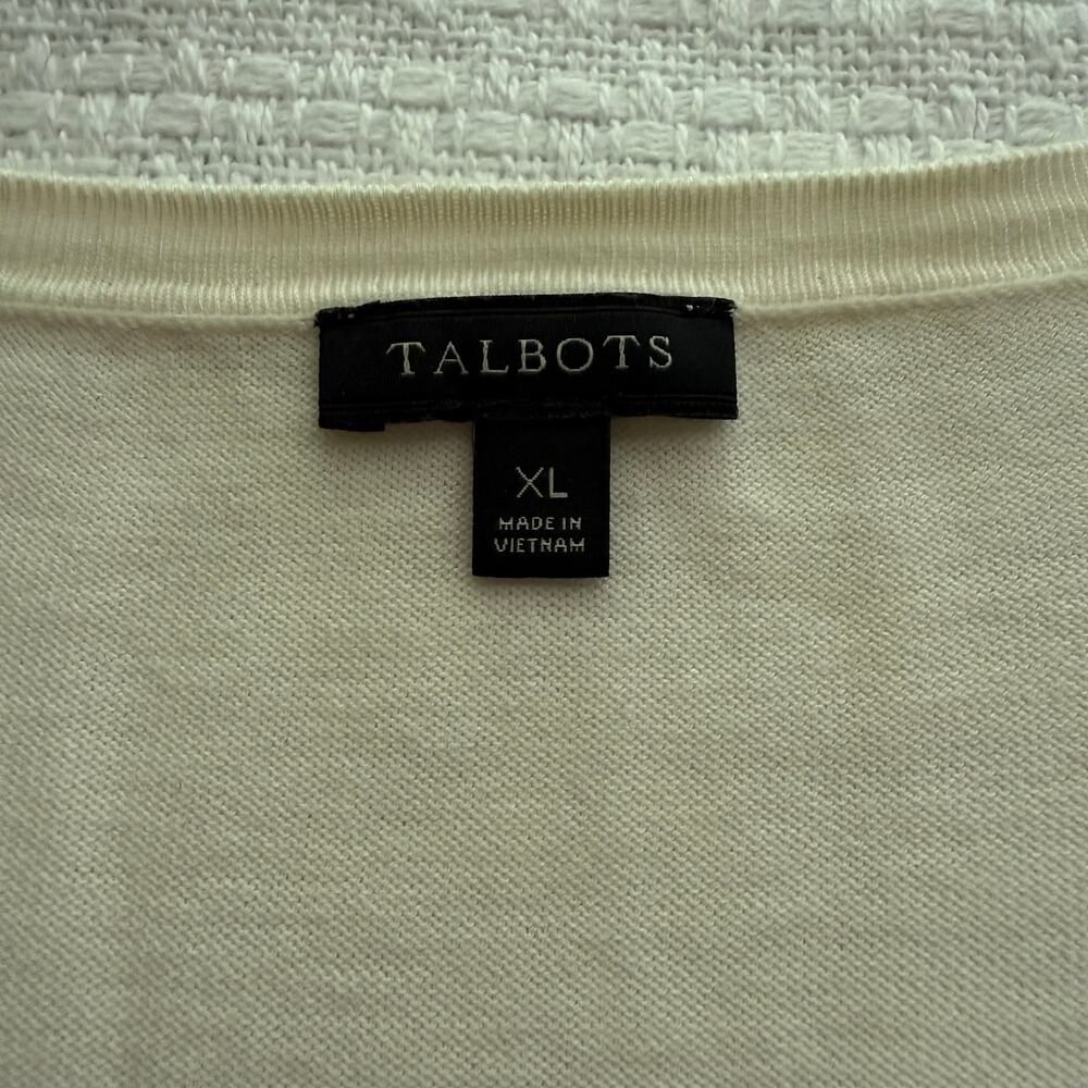 XL Talbots Multicolor Stripe 3/4 Sleeve Cardigan - Picture 4 of 7